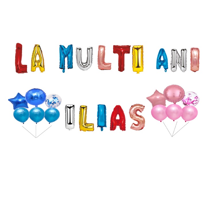 Ilias Boldog születésnapot lufi szett, tortafeltét, többszínű, 35 db