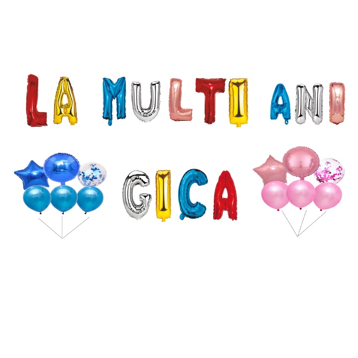 Gica Boldog születésnapot lufi szett, tortafeltöltő, többszínű, 35 db