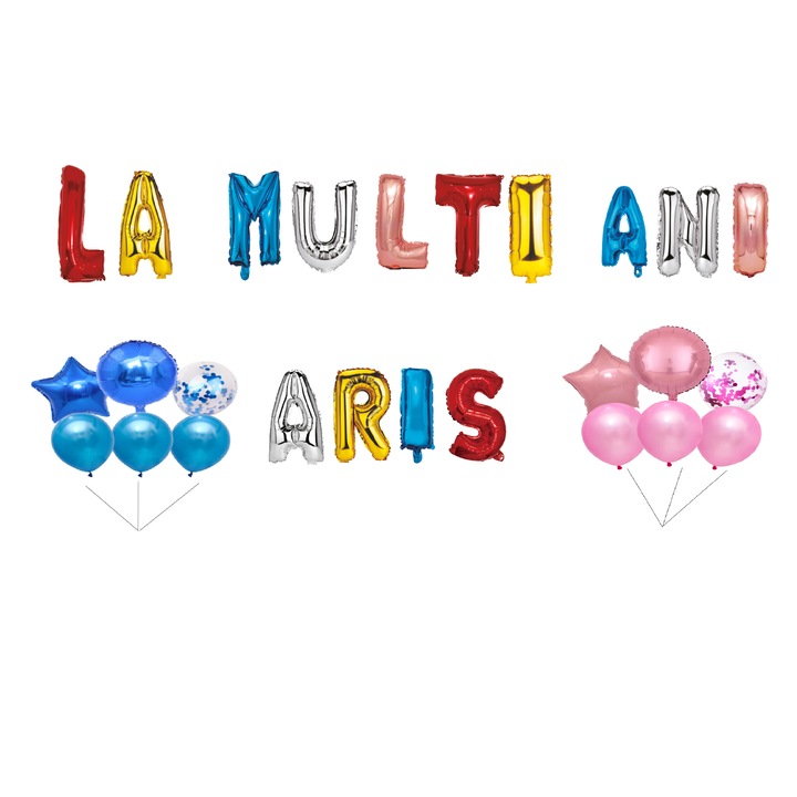 Aris Boldog születésnapot lufi szett, tortafeltét, többszínű, 35 db