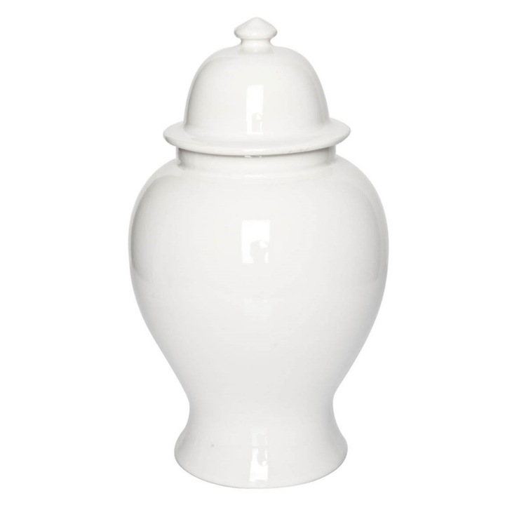 Керамична ваза, Signature Home Collection, с капак, 24x24x40 см, кремава