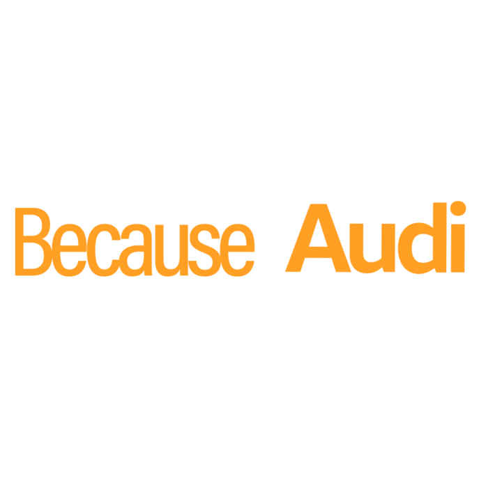 Sticker auto pentru parbriz Because Audi, 50 cm, Portocaliu