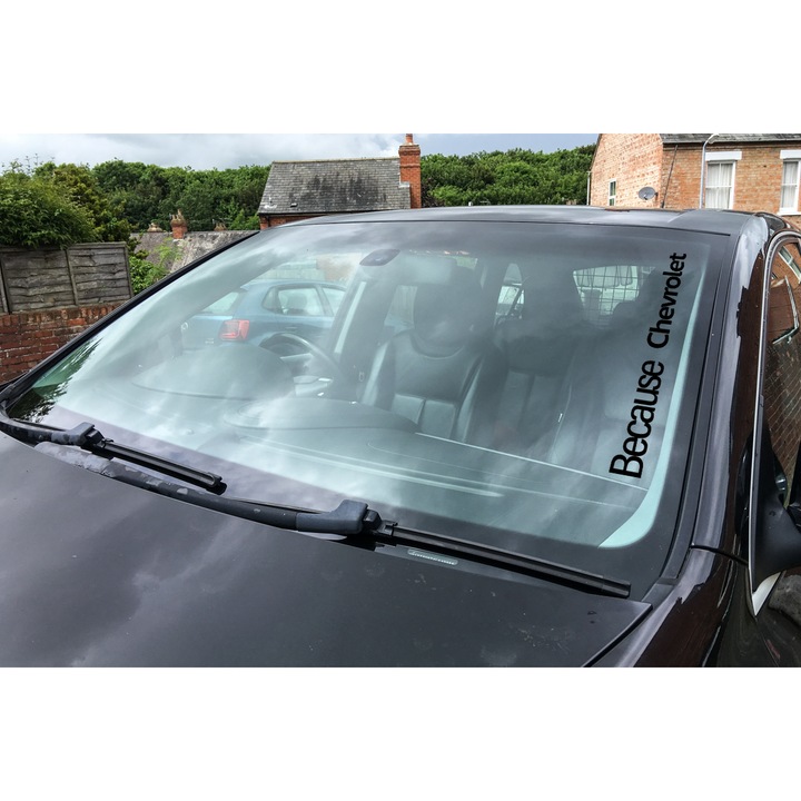 Sticker auto pentru parbriz Because Chevrolet, 50 cm, Negru