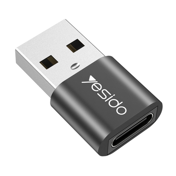 OTG адаптер, Yesido GS09 - USB към Type-C, Plug & Play, 5Gbps - черен