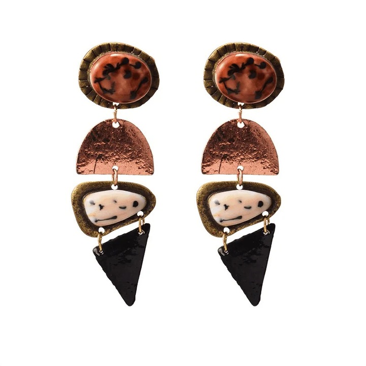 Cercei aurii, cu forme geometrice si pietre, Yasmin C4, Pursehuit