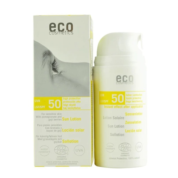 Lotiune fluida de protectie solara FPS 50 cu goji si rodie, Eco Cosmetics, 100 ml