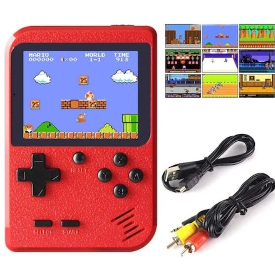Joc tetris FOXMAG24, 400 de jocuri, retro, consola portabila, rosu