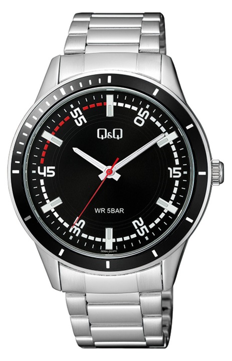 Ceas de barbati, Q&Q, Argintiu/Negru