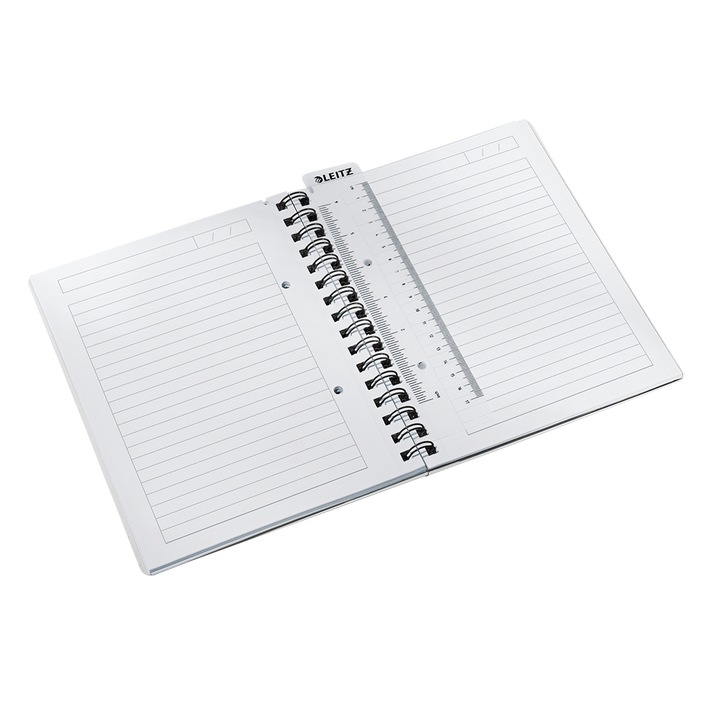 Офис бележник Leitz WOW, PP, A5, със спирала, диктандо, син металик