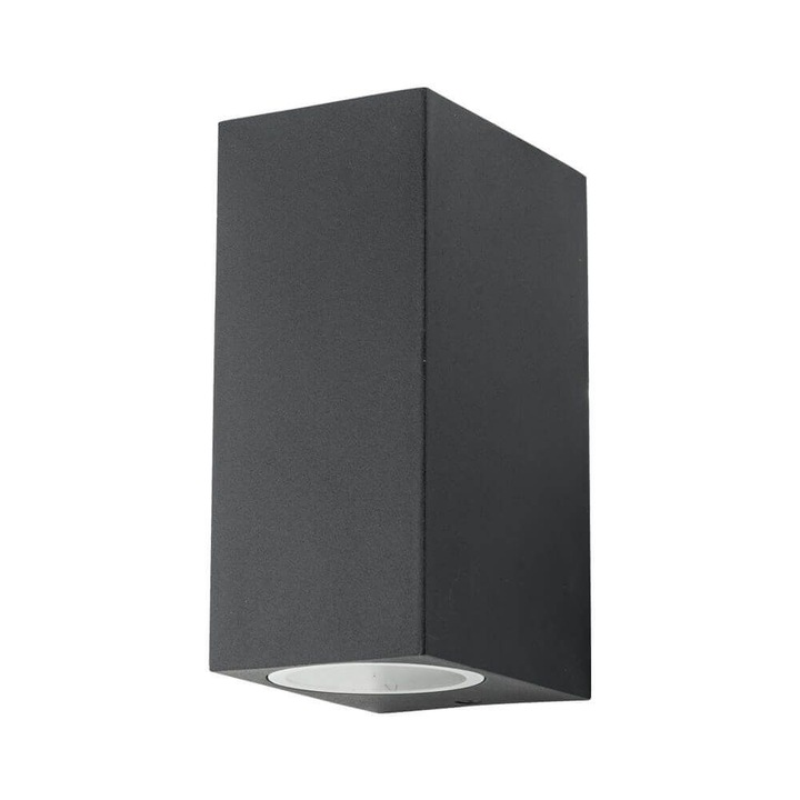 Aplica de exterior Vivalux, iluminat fatade, aluminiu, negru, 2xGU10, patrata