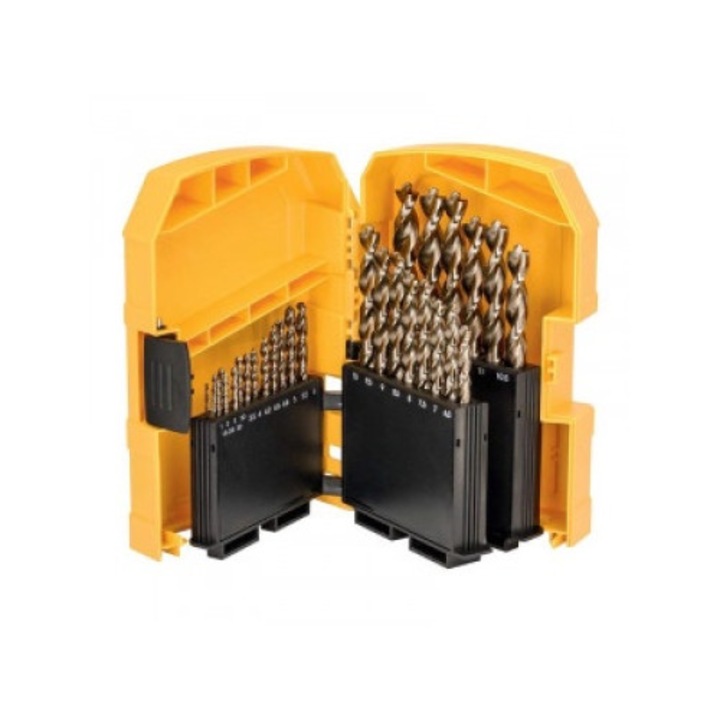 Set burghie pentru metal Dewalt Extreme HSS-E Co, cilindrica, 1-14mm, 29 bucati
