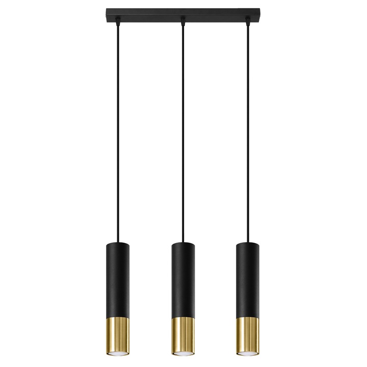 Висящ полилей Loopez 3L GU10 Loft Tube Black/Gold Sollux