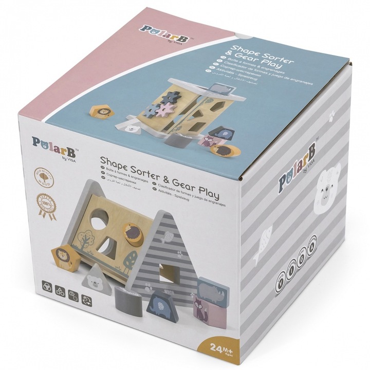 Детска играчка, VIGA, Дървен сортер, 5 в 1, Кутия