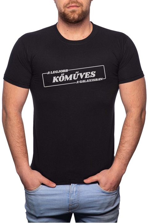 Legjobb Kőműves, Normál fazonú feliratos férfi poló, 100% Pamut, 470, Fekete