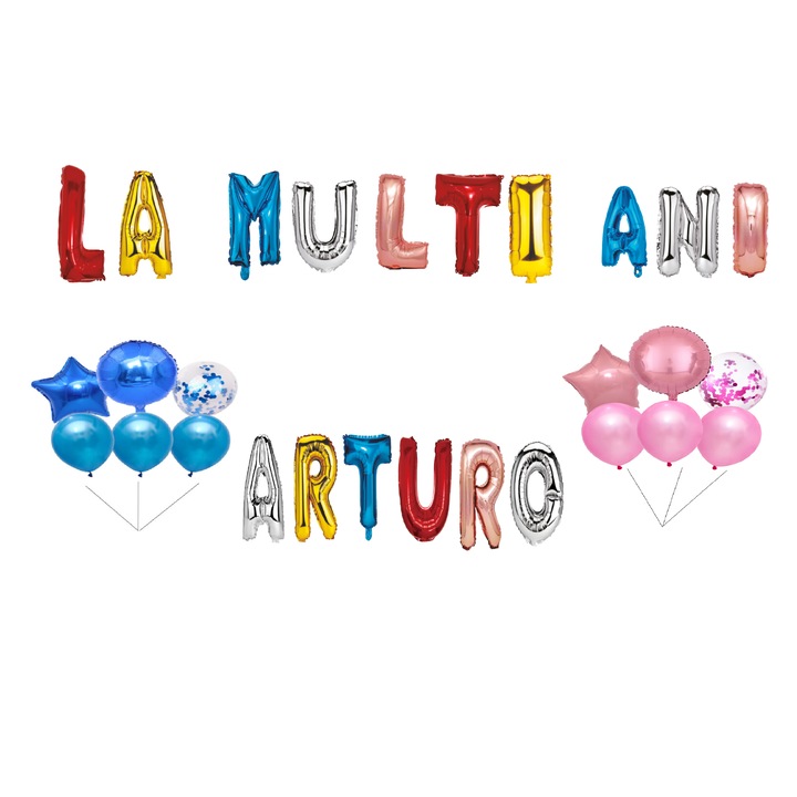 Arturo Boldog születésnapot lufi szett, tortafeltét, többszínű, 35 db