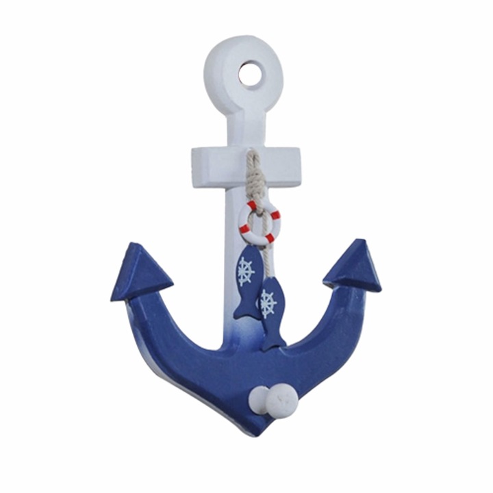 Закачалка котва Ahelos, Дървена, 17х23 см, Многоцветна