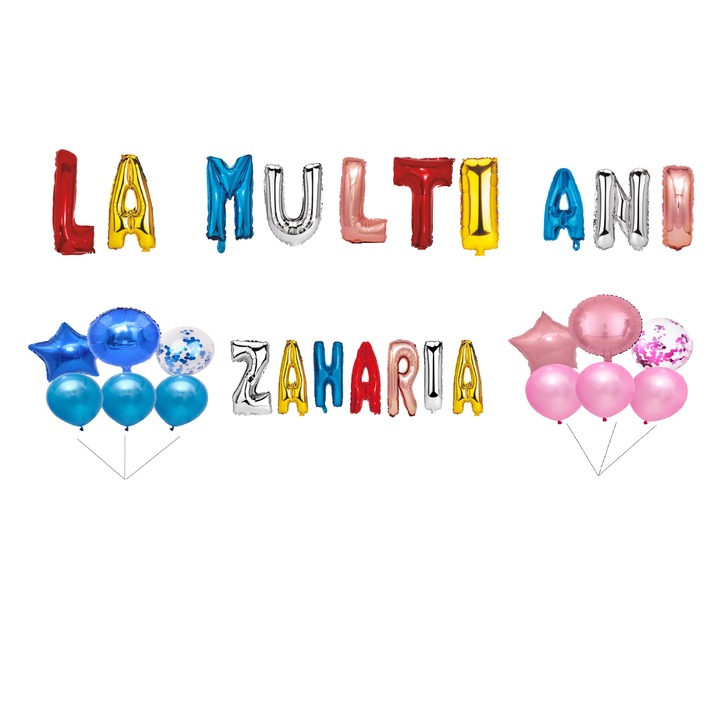 Zaharia Boldog születésnapot lufi szett, tortafeltét, többszínű, 35 db