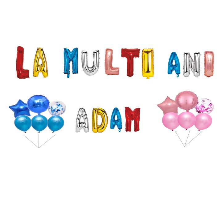 Boldog születésnapot Adam lufi szett, tortafeltét, többszínű, 35 db
