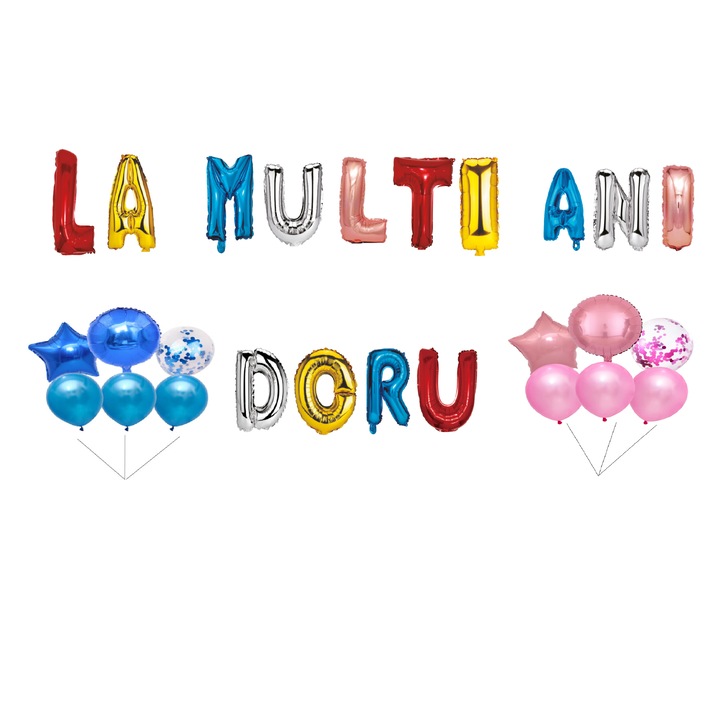 Doru Boldog születésnapot lufi szett, tortafeltét, többszínű, 35 db