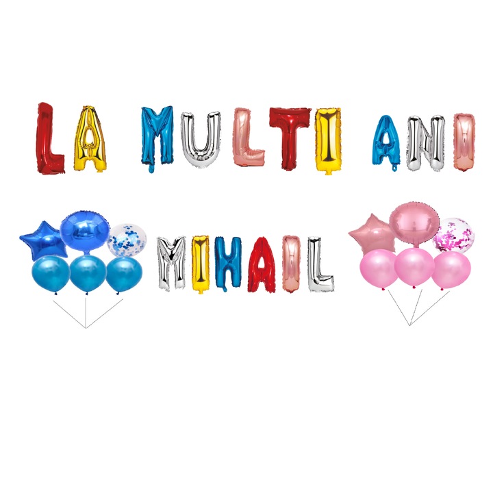 Boldog születésnapot Michael lufi szett, tortafeltét, többszínű, 35 db