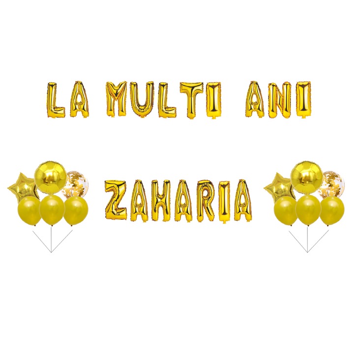 Zaharia Boldog születésnapot lufi szett, torta topper, arany, 35 db