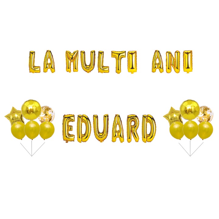 Eduard Boldog születésnapot lufi szett, tortafeltét, arany, 35 db