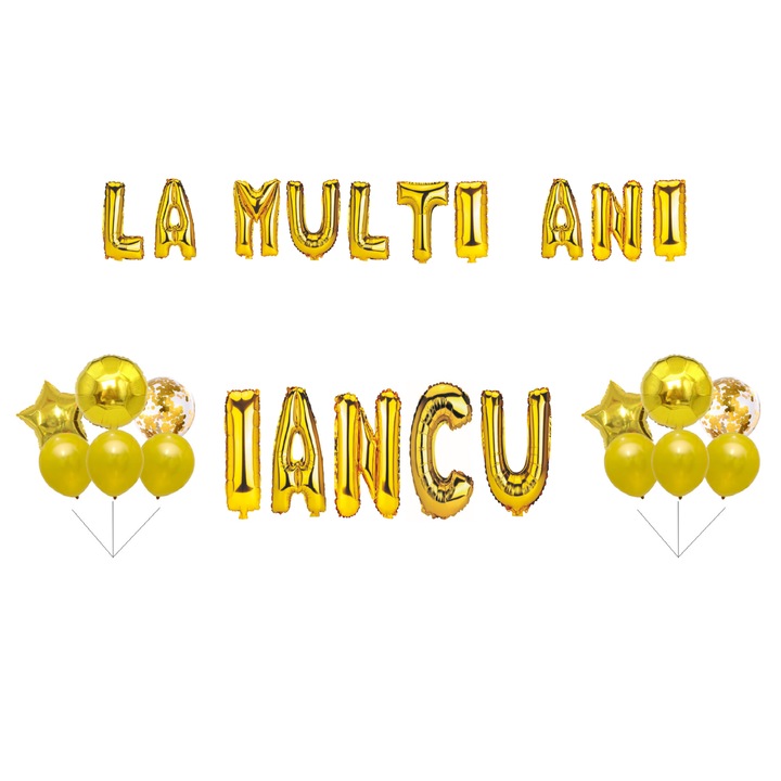 Iancu Boldog születésnapot lufi szett, tortafeltét, arany, 35 db
