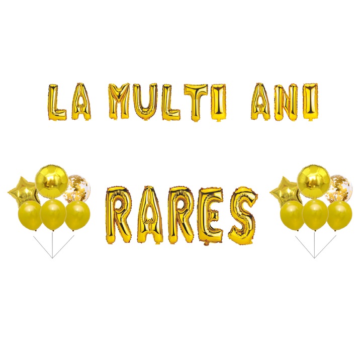 Rares Boldog születésnapot lufi szett, tortafeltét, arany, 35 db