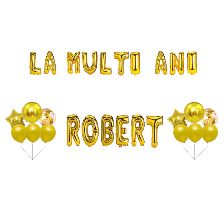 Boldog születésnapot Robert lufi szett, tortafeltét, arany, 35 db