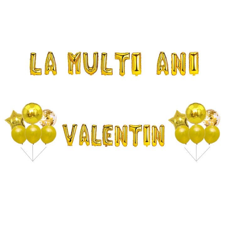 OEM Boldog Valentin-napot lufi szett, tortafeltét, arany, 35 db