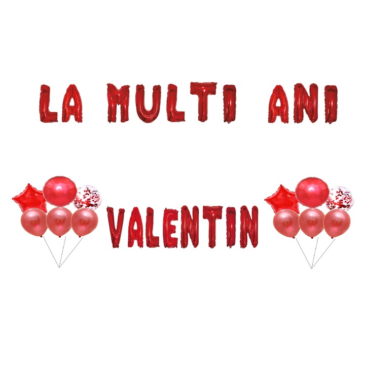 Boldog Valentin-napot lufi szett, tortadísz, piros, 35 db