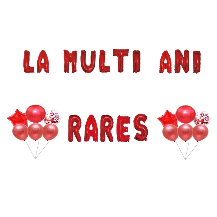 Rares Boldog születésnapot lufi szett, tortafeltét, piros, 35 db