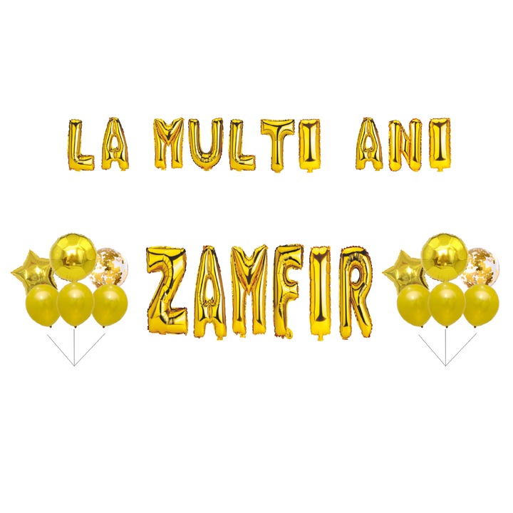 Boldog születésnapot lufi szett Zamfir, tortafeltét, arany, 35 db