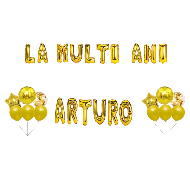 Arturo Boldog születésnapot lufi szett, tortafeltét, arany, 35 db