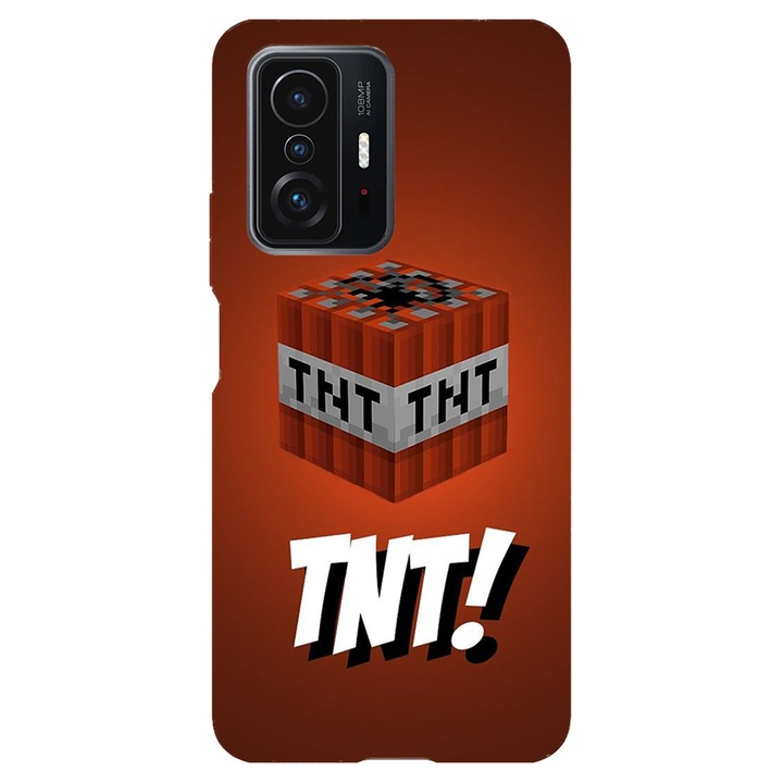 Кейс съвместим с Poco F3 модел TNT Minecraft, силикон, TPU, обратно