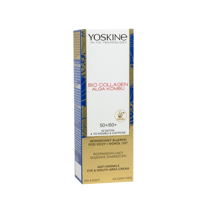 Crema antirid pentru zona ochilor si a gurii, Yoskine Bio Collagen, pentru tenul 50+/60+, de zi si de noapte, 15 ml