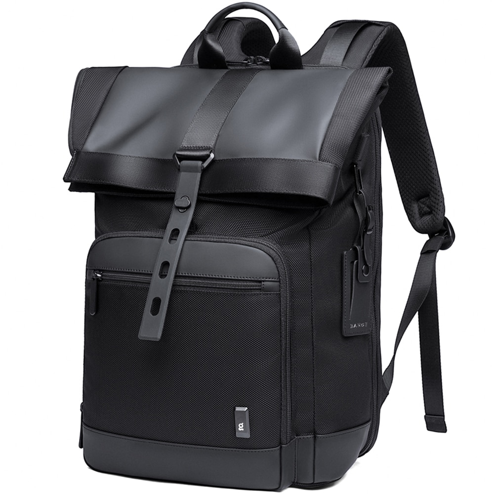 Rucsac laptop 15.6 inch, pentru calatorii, rezistent la stropi de apa, sistem fixare pe valiza, BANGE, BG-G66BK, Negru