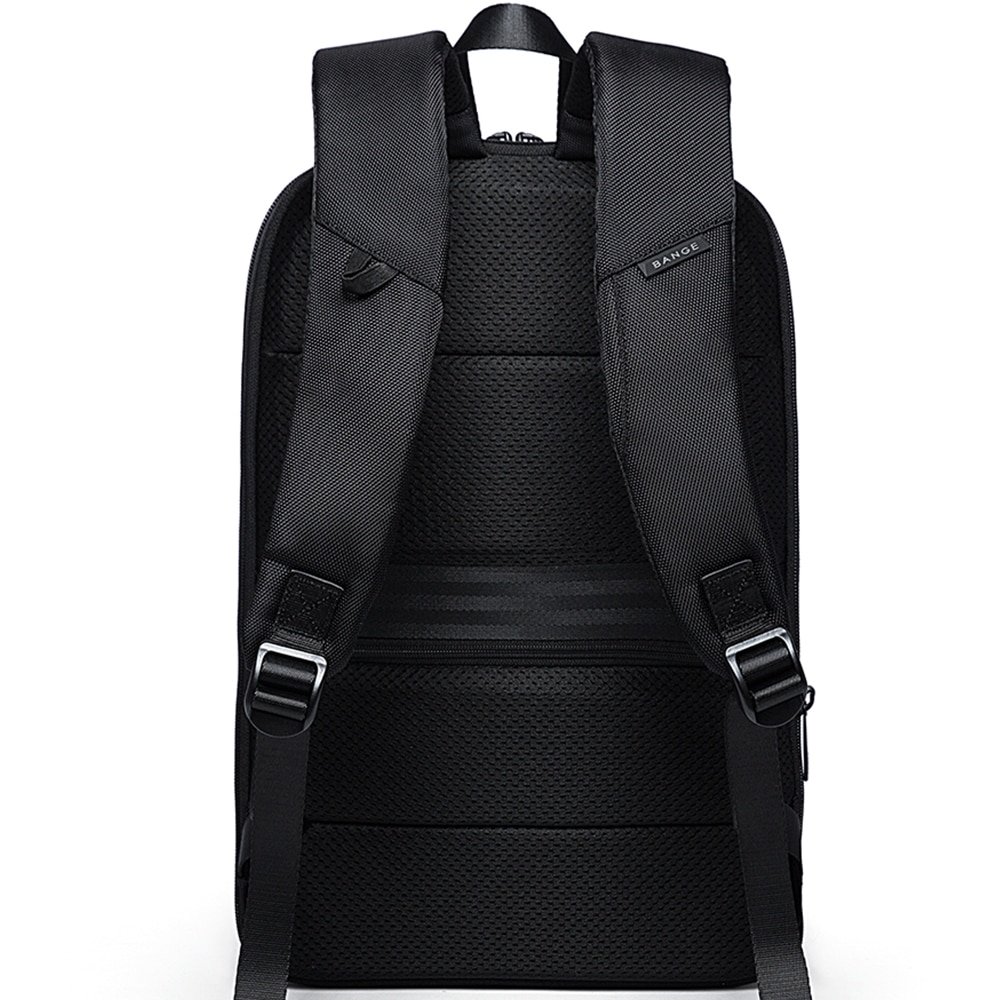 Rucsac laptop 17 inch, extensibil, buzunar antifurt, sistem fixare pe valiza, rezistent la stropi de apa, model ingust, design minimalist, BANGE, BG77115D, Negru