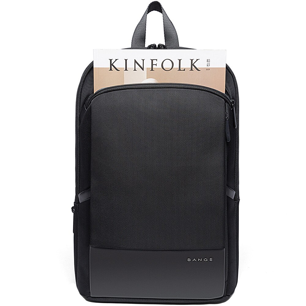 Rucsac laptop 17 inch, extensibil, buzunar antifurt, sistem fixare pe valiza, rezistent la stropi de apa, model ingust, design minimalist, BANGE, BG77115D, Negru