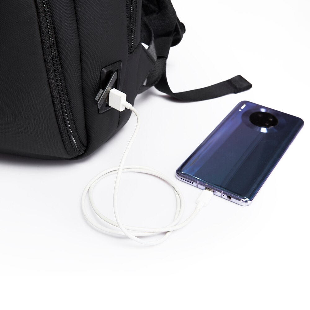 Rucsac laptop 15.6", business, impermeabil, cu port de incarcare USB, BANGE, 48x30x12.5 cm, Negru