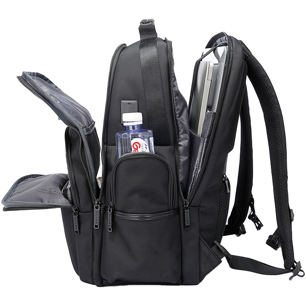 Rucsac laptop 15.6", smart business, impermeabil, cu port USB, BANGE, 46x33x19 cm, Negru