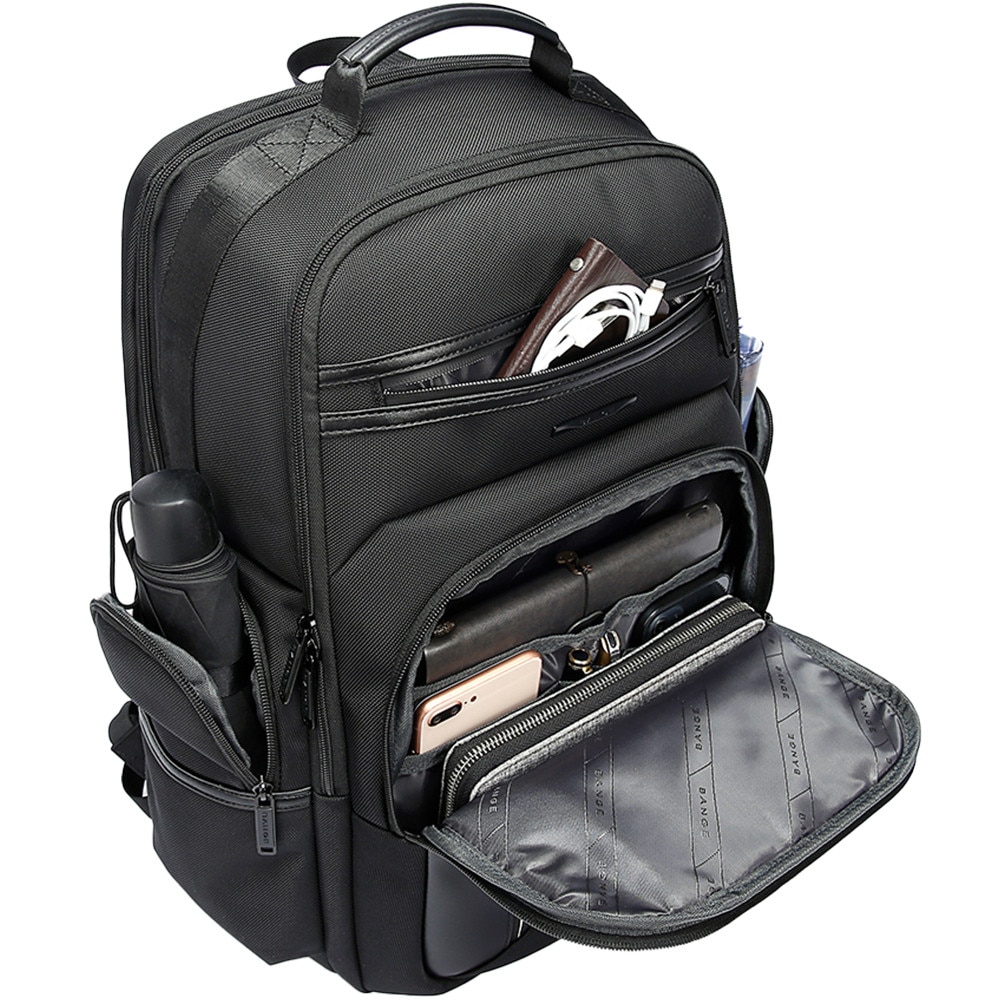 Rucsac laptop 15.6", smart business, impermeabil, cu port USB, BANGE, 46x33x19 cm, Negru