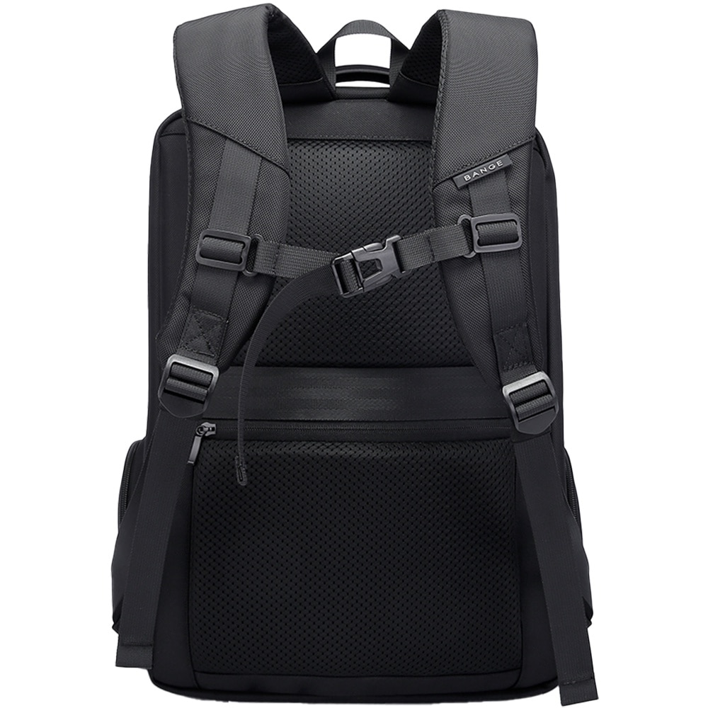 Rucsac laptop de 15.6 inch, rezistent la stropi de apa, cu buzunar antifurt si port USB, sistem fixare pe valiza BANGE, BG2603BK, Negru