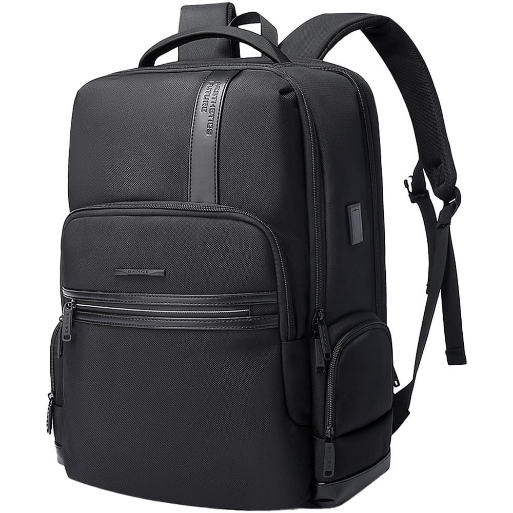 Rucsac laptop de 15.6 inch, rezistent la stropi de apa, cu buzunar antifurt si port USB, sistem fixare pe valiza BANGE, BG2603BK, Negru
