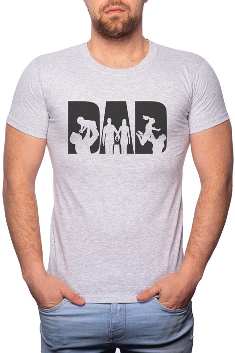 Dad, Normál fazonú feliratos férfi poló, 100% Pamut, 482, Szürke