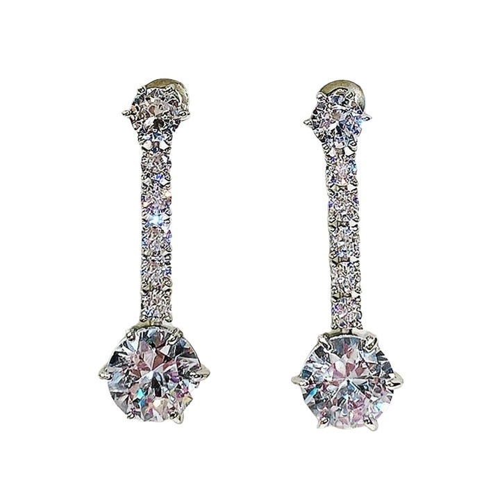 Cercei argintii, lungi, cu pietre din zirconiu, Aime C13, Pursehuit