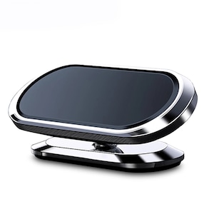 Suport Auto Magnetic Pentru Telefon / Tableta Qeno® Universal, Cu Unghi Reglabil Si Rotire 360⁰, 8 Magneti Si Banda Adeziva 3M, Silver