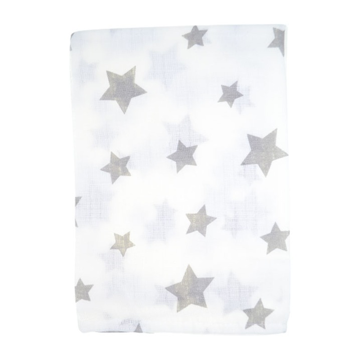 Paturica muselina din bumbac pentru bebelusi 75 x 55 cm Mini Junior FNTMJ-C, Multicolor
