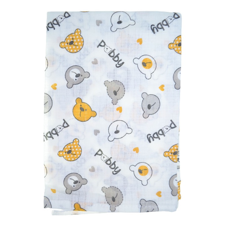 Paturica muselina din bumbac pentru bebelusi 75 x 55 cm Mini Junior FNTMJ-E, Multicolor