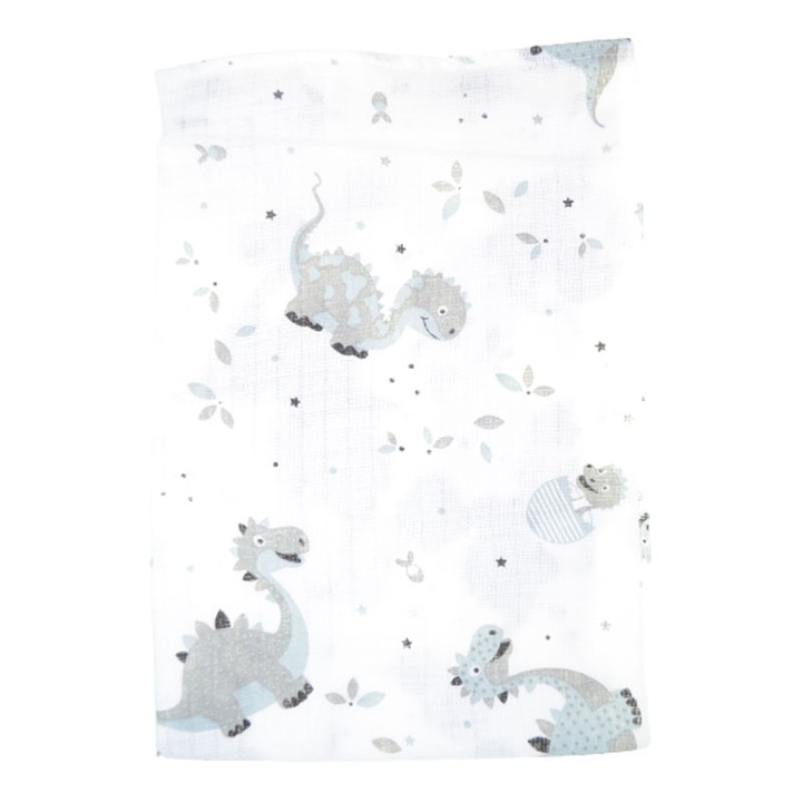 Paturica muselina din bumbac pentru bebelusi 75 x 55 cm Mini Junior FNTMJ-G, Multicolor