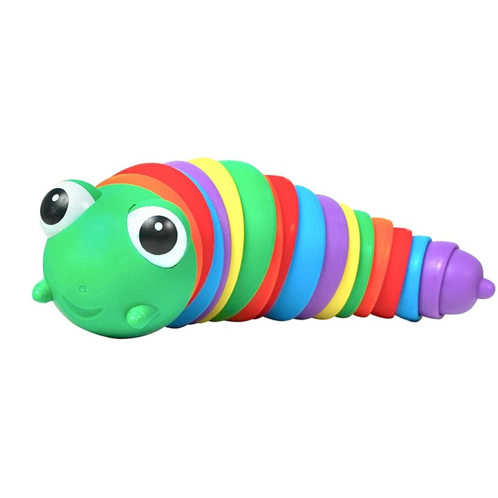 Jucarie Antistres Finger Slug, MorFansi, Fidget Toys, Interactiva, Flexibila, cu Articulatii, 17cm, Verde